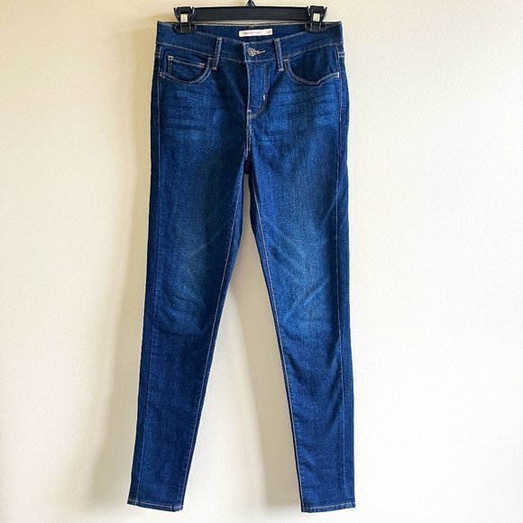 Levi's Dark Blue 710 Super Skinny Jeans For Women - Stretch Mid-Rise Size 28 - Picture 1 of 10